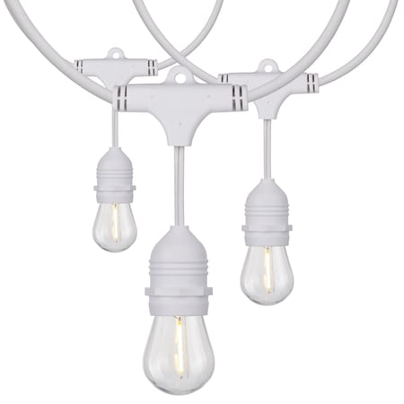 24-Foot LED String Light Fixture With 12-S14 Lamps, 2000K, White Cord